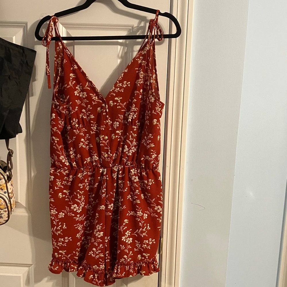 Red Floral Romper
